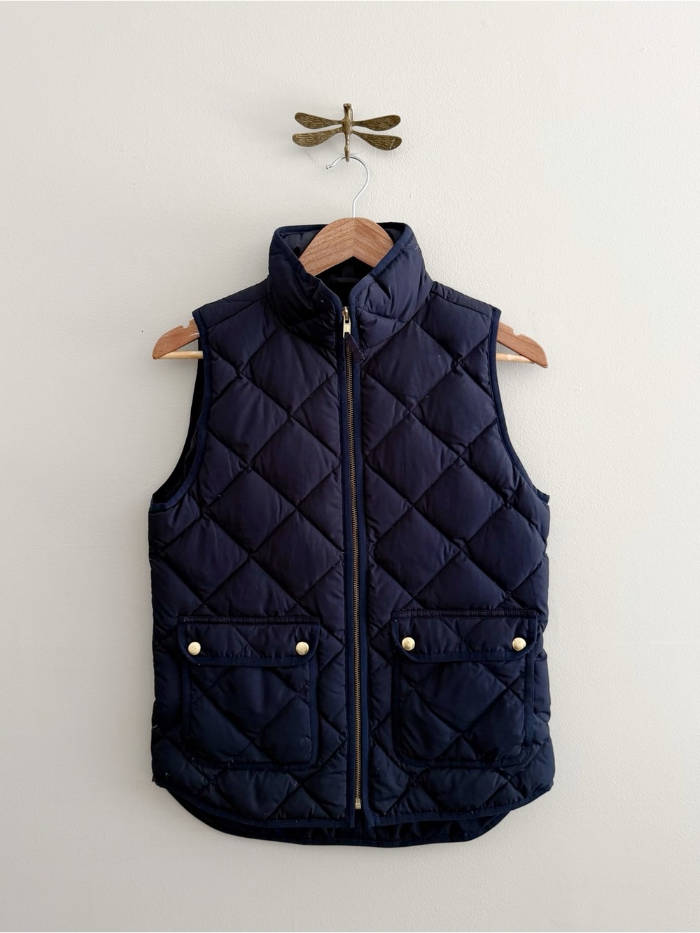 J. Crew Down Quilted Navy Blue Puffer Vest Womens XS